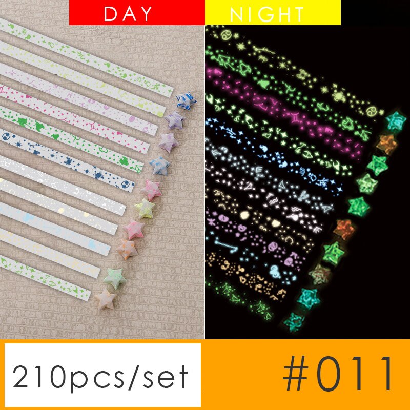 210pcs Luminous star origami paper Lucky star scrapbook paper Wishing stars paper wrapping material night glow