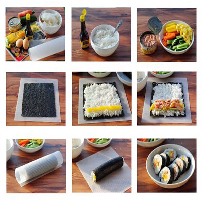 Lebensmittel Klasse Silikon Wellenförmige Sushi rollen Vorhang Sushi Werkzeug Sushi Rolle Ofen matt Sushi matt Omelett Kuchen Rolle Reis Gemüse rolle