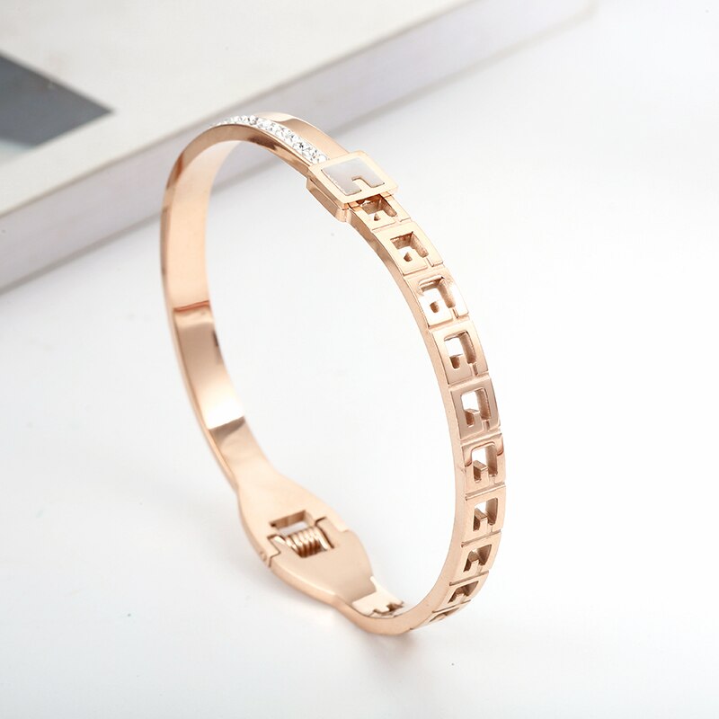 Nouvelle Bracelet bijoux 316 en acier inoxydable Rose or cristaux Bracelet pour les femmes meilleur accessoires