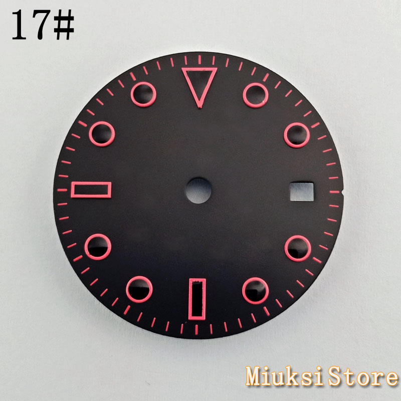 28.5mm sterile dial luminous watch dial fit ETA 2836 2824 Mingzhu DG2813/3804 Miyota 8205/8215/821A movement: 17