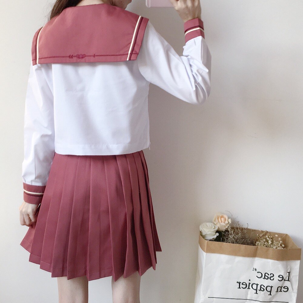 Girls Japanese school uniform skirt JK uniform Class uniforms Sailor suit College wind Suit Female Students uniforms