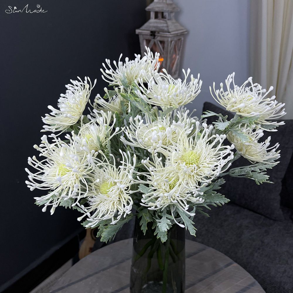 SunMade – Fleur Artificielle touffue de , coussin en plastique, branche courte, décoration pour salon, mariage