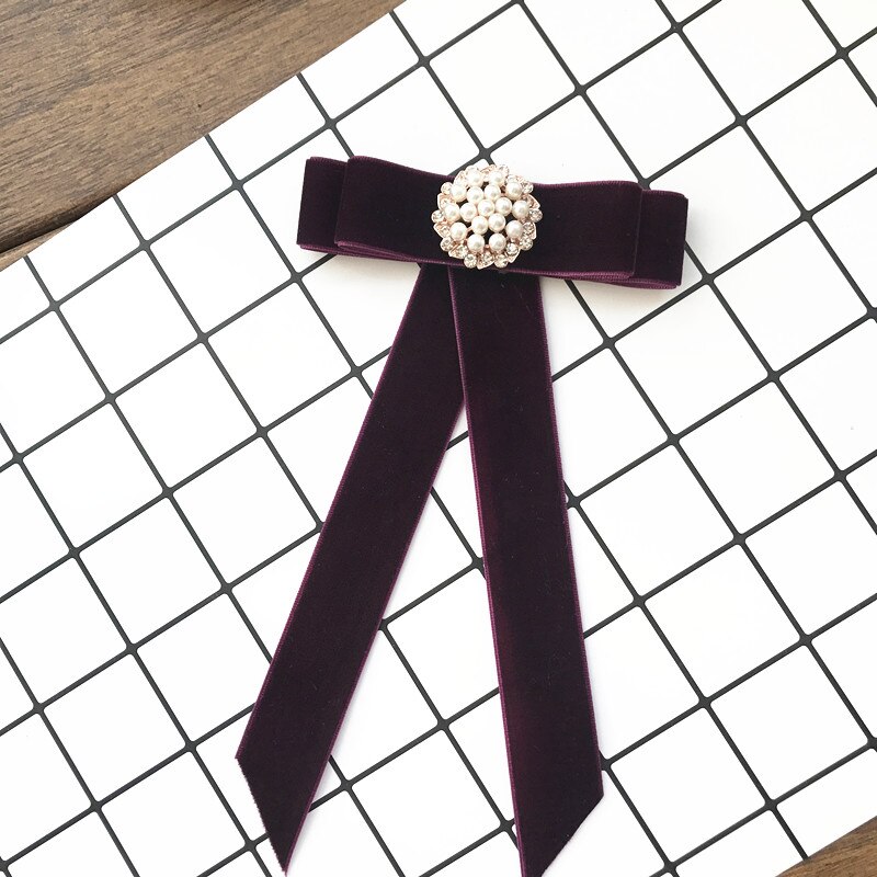årgang sløyfe fløyel damehode diamantbånd skumring brosje elegante jenter smykker krage nål jente cravat til menn
