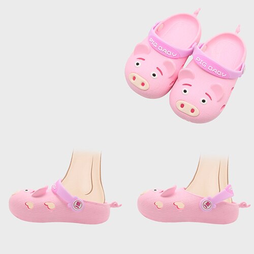 2 in 1 baby sandalen slippers cartoon varken vorm holle sandalen antislip zachte lichtgewicht kinder zomerschoenen: Roze / 4