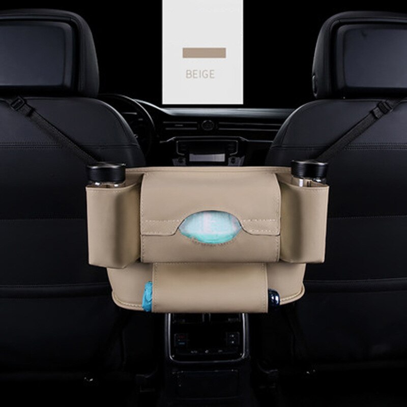 Advanced Car Net Pocket Handbag Holder PU Leather Between Car Seat Storage Black PU Leather Stowing Tidying Bag Interior: 04