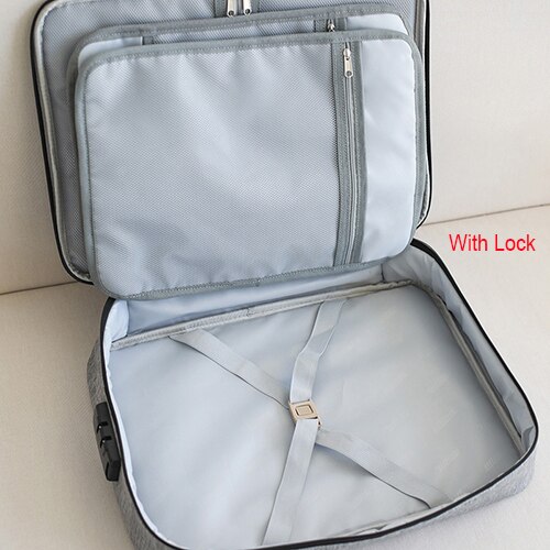 Grande capacidade saco de documentos homem viagem à prova dwaterproof água bolsa organizador do escritório arquivo pasta negócios zíper bolsa acessórios: Gray  C