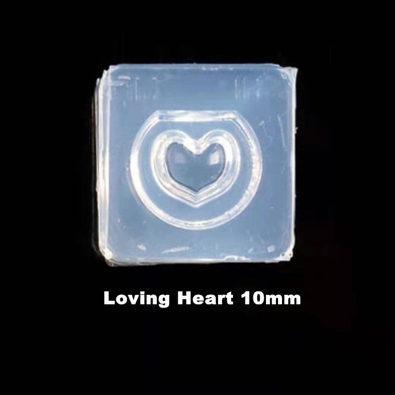 3d udskæring silikone form negle stempling konkav-konveks med hul kugle tredimensionel uv gel akryl krystal negle skabelon: Hjerte 10mm - 2 stk