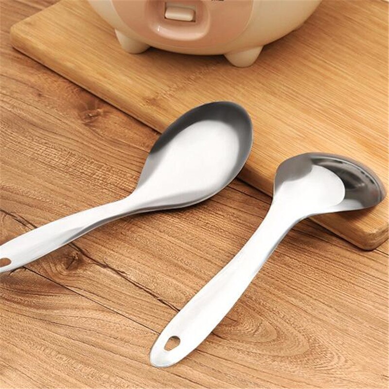 Stainless Steel Rice Spoon Soup Spoon Serving Spoons Deepen Thicken Large Capacity Small Spoon Cinnerware