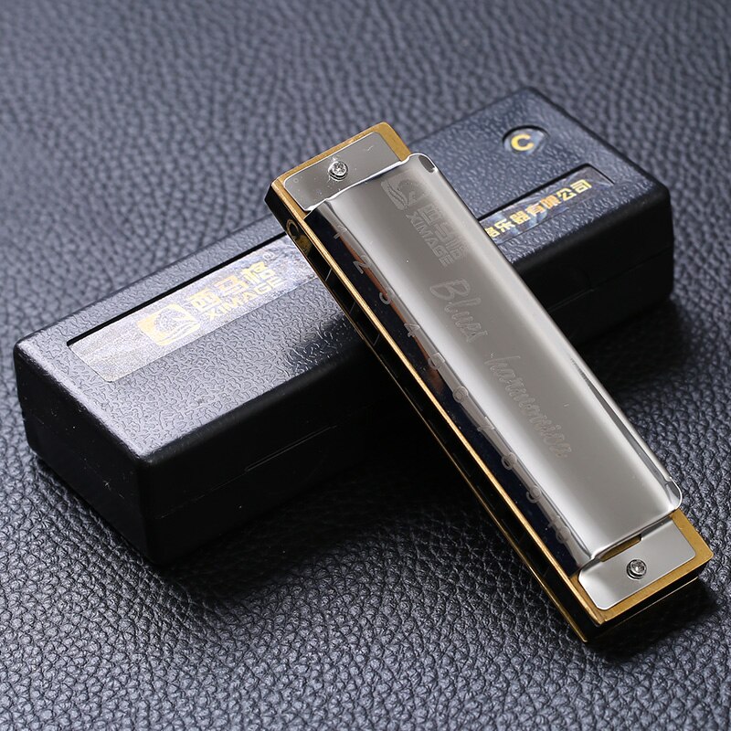 Brand 10 Gaten 20 Tone Harmonica Blues Harpen Sleutel van C Zilver Kleur Mond Orgel Diatonische harp: Zilver