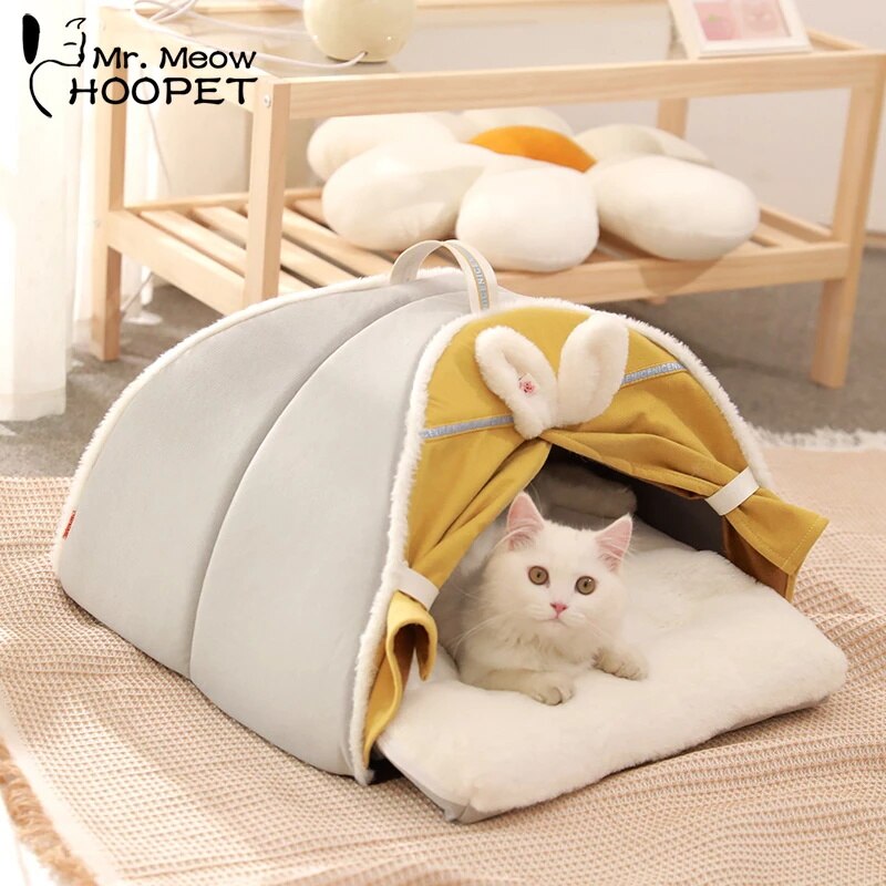 Hoopet Warmth Tent Bed For Cats Super Soft Thicken Dog Bed Winter Semi-enclosed Cat's House Cute Sleeping Home For Pet Suppliers