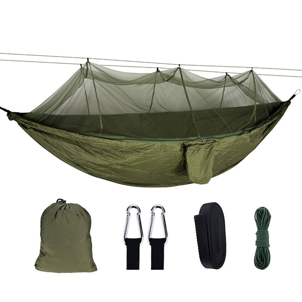 Portable Outdoor Mosquito-proof Aerial Camping Hammock Breathable Anti-mosquito Durable Hammock Hanging Bed Sleeping Swing