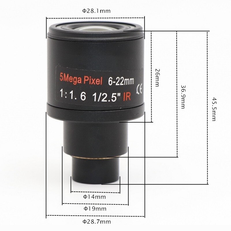 CCTV Camera 6-22mm Lens 5.0 MegaPixel Manual Zoom/Focus/IRIS D14 Mount Infrared Night Vision Lens For CCTV Camera