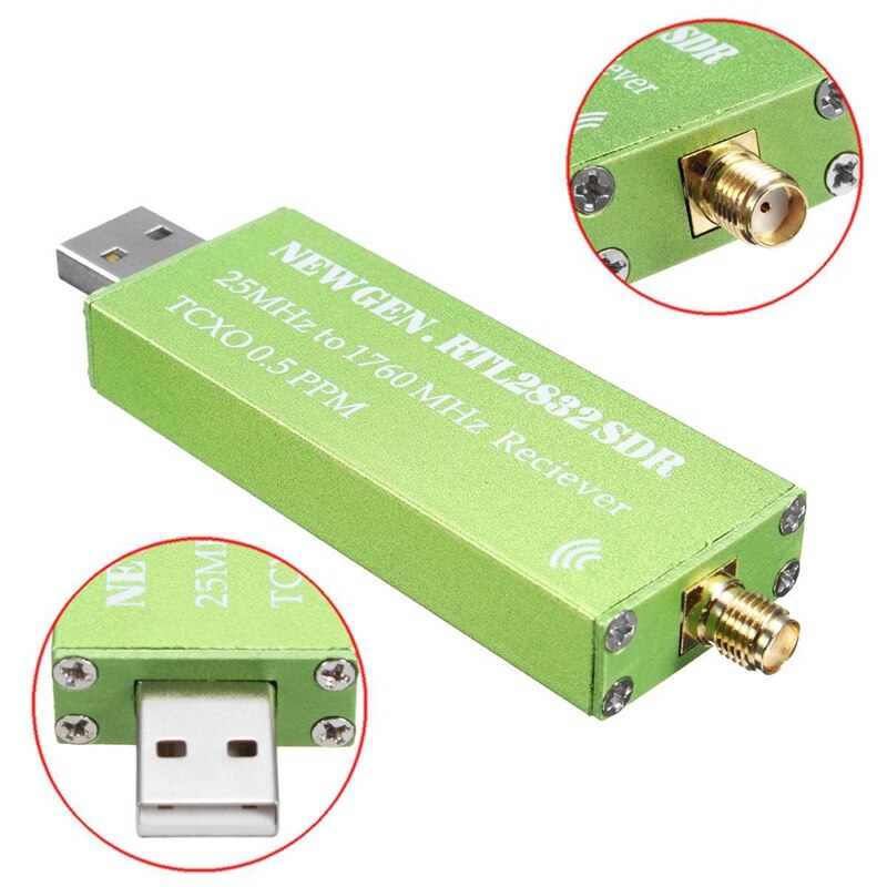 Adaptador de antena Coaxial hembra a macho de Cable SMA negro largo y adaptador USB RTL-SDR RTL2832U + R820T2 + 1Ppm TCXO