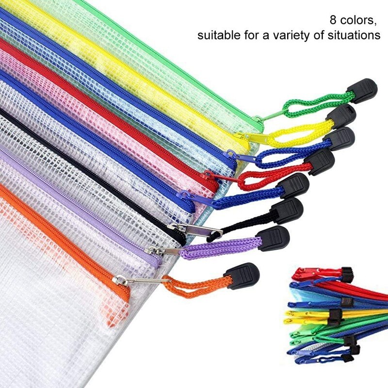 ZEONHAK 30 STKS A6 Mesh File Zip Lock Portefeuilles, Kleurrijke Plastic
