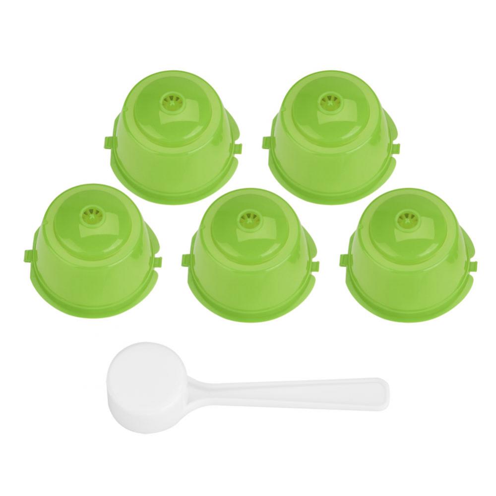 2/3/4/5/7Pcs Reusable Refillable Magic Coffee Capsule Nescafe Dolce Gusto Nespresso Capsule Holder For Coffee Maker Machines: 5pc green