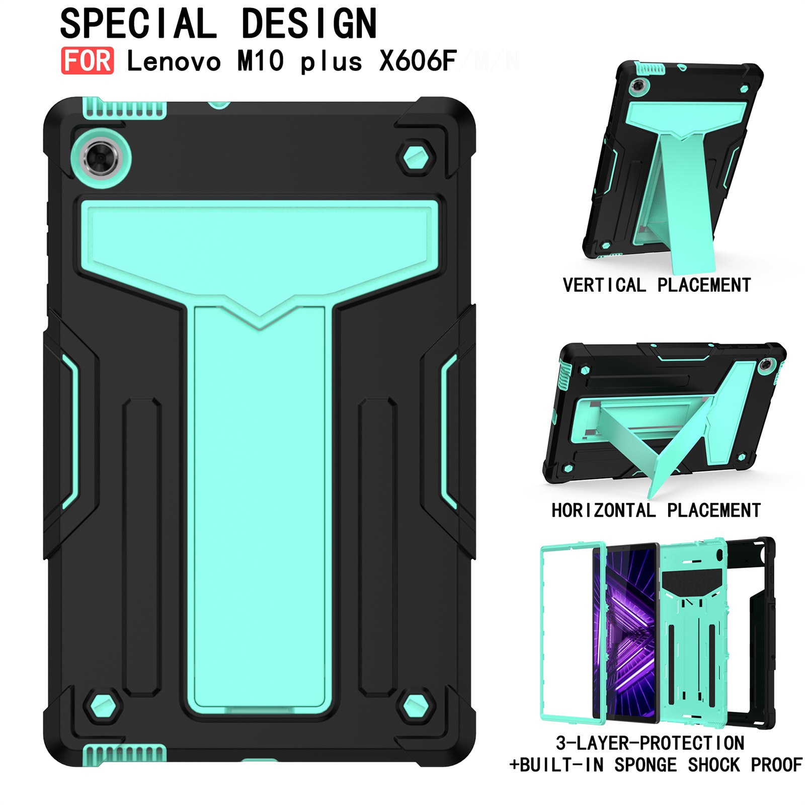 Tablet Case for Lenovo Tab M10 FHD Plus 2nd Gen - Shockproof Leather Stand Cover