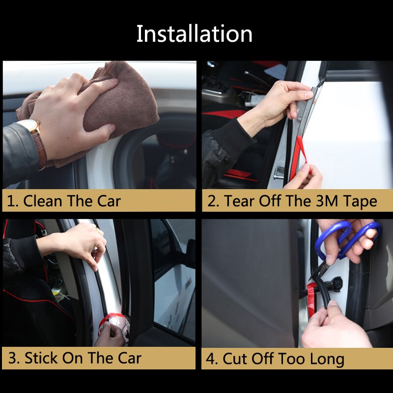 Car Door Seal Edge Trim Noise Insulation Seal Strip For Ford Focus 2 1 Fiesta Mondeo 4 3 Transit Fusion Ranger Mustang KA S-max
