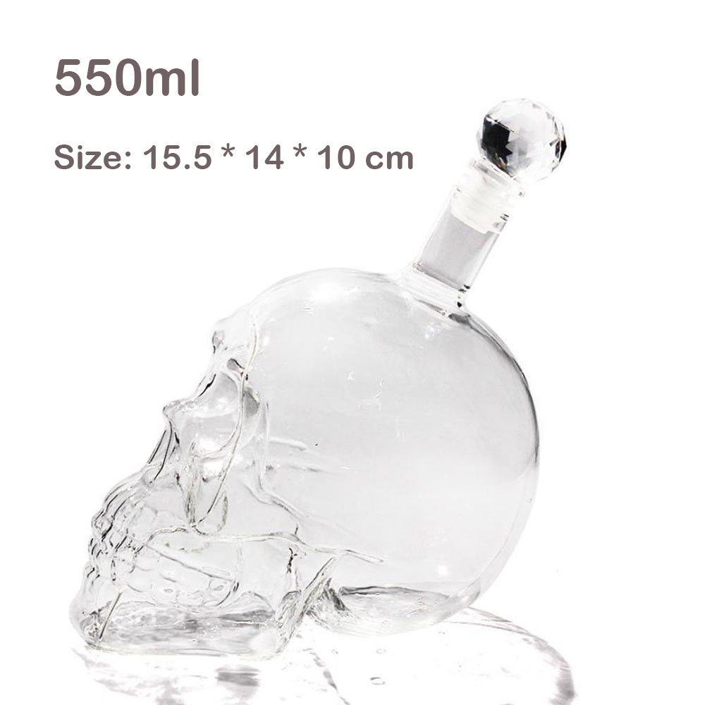 125/350/550/1000ml skull whisky lasi flagon vodka pullo borosilikaattilasipullo viinipullo tulpalla kallo juominen: 550ml