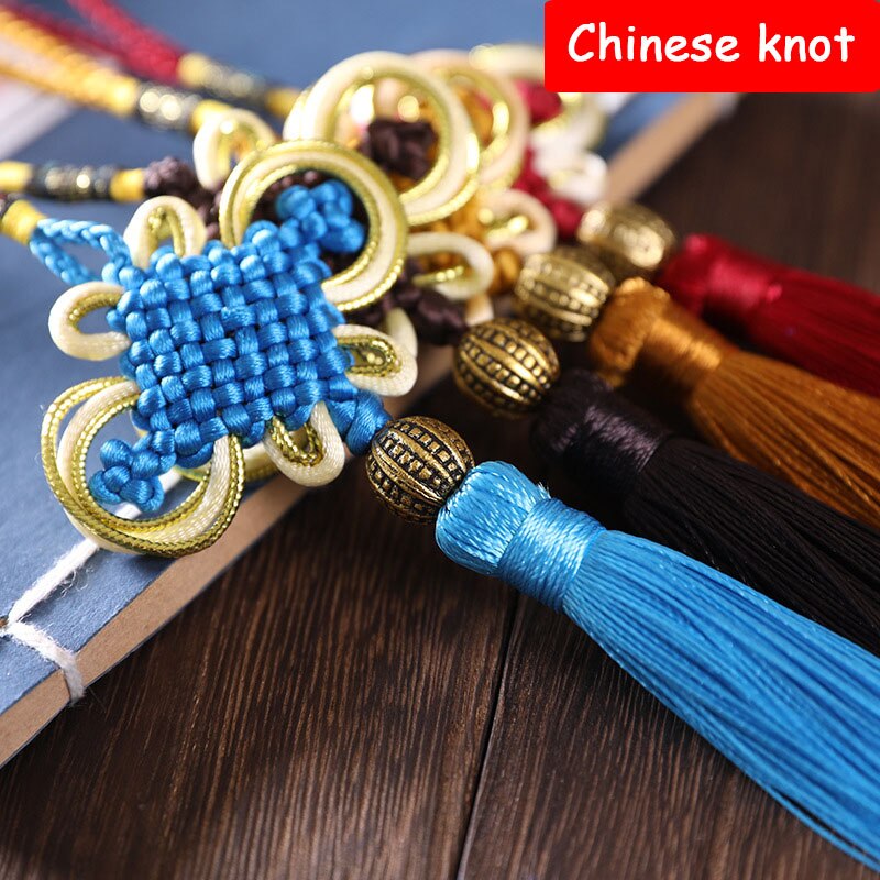 2 uds. De nudos chinos, abalorios, flecos, colgantes, Material artesanal para manualidades, adornos de borlas para cortinas de , accesorios de decoración, cinta de borlas
