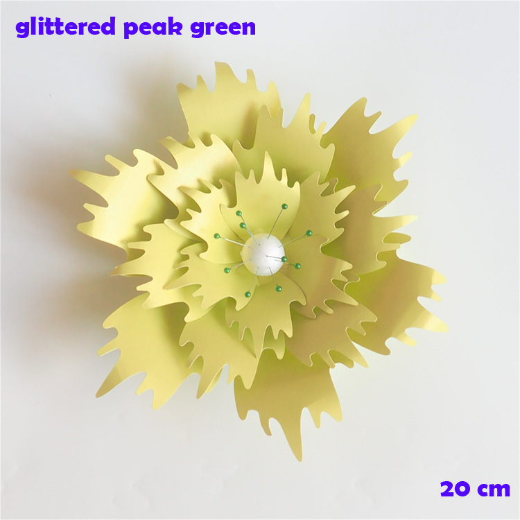 20CM Thick Cardstock Rose DIY Paper Flowers For Wedding & Event Backdrops Decorations Baby Nursery Wall Decor Video Tutorials: Glittered Peak Green