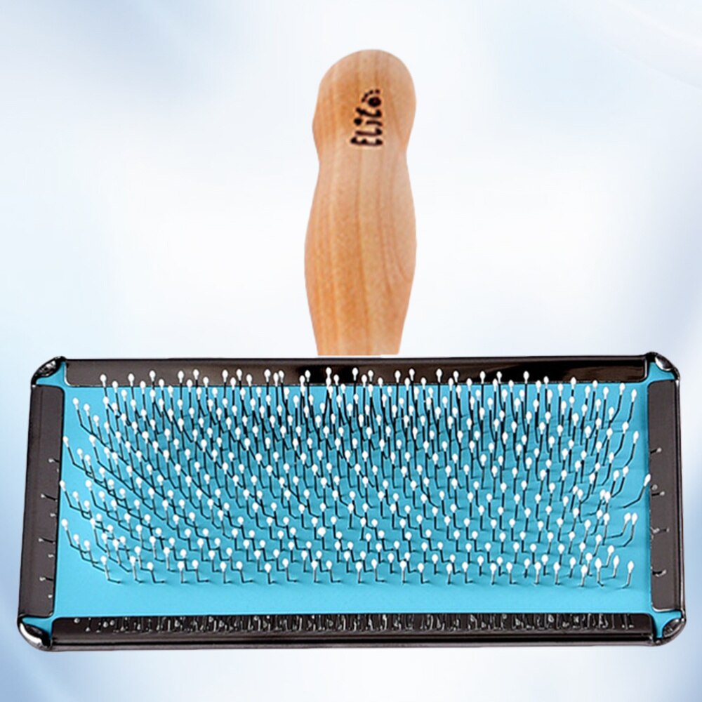 1Pc taille moyenne universel épilateur inoxydable aiguille cheveux nettoyant brosse pratique pour animal de compagnie chien chat (bleu, bois)
