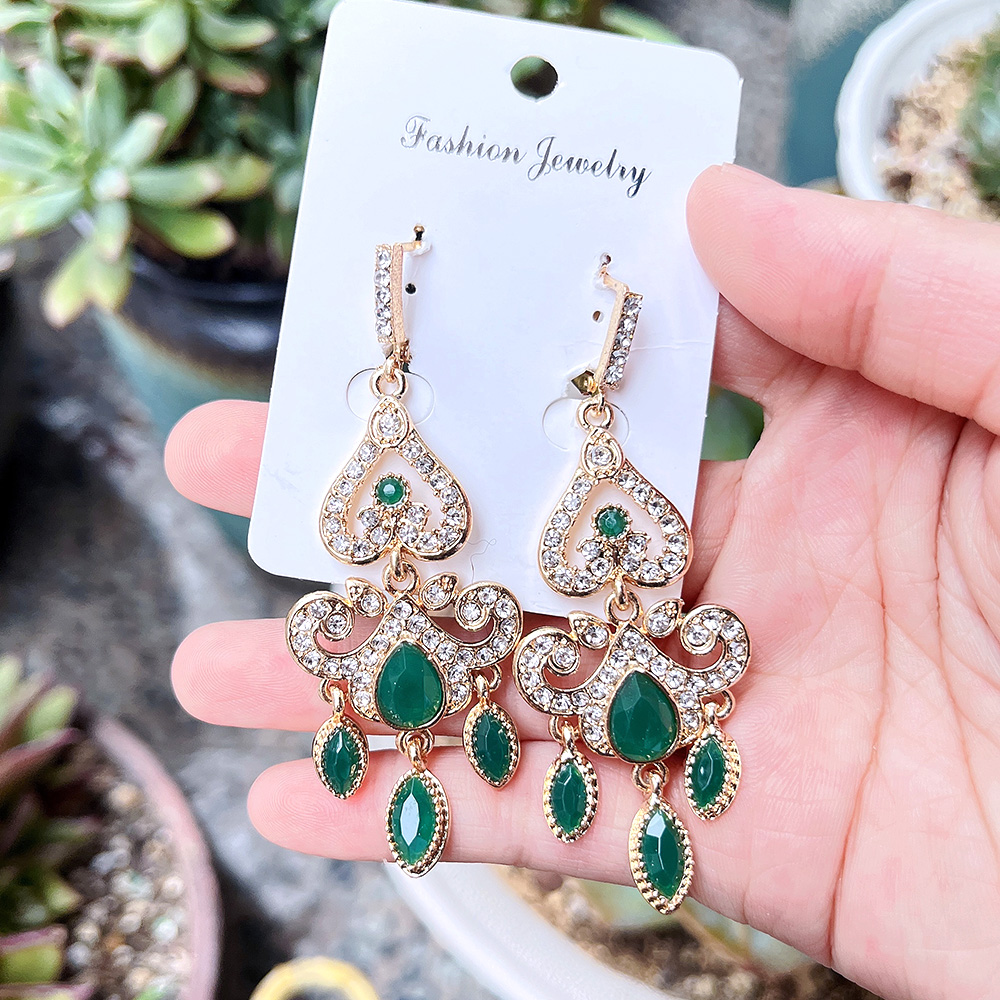 Sunspicems-pendientes de gota árabes de Color dorado de 18K para mujer, cristal de agua, flor de Marruecos y Argelia, joyería para boda, de novia