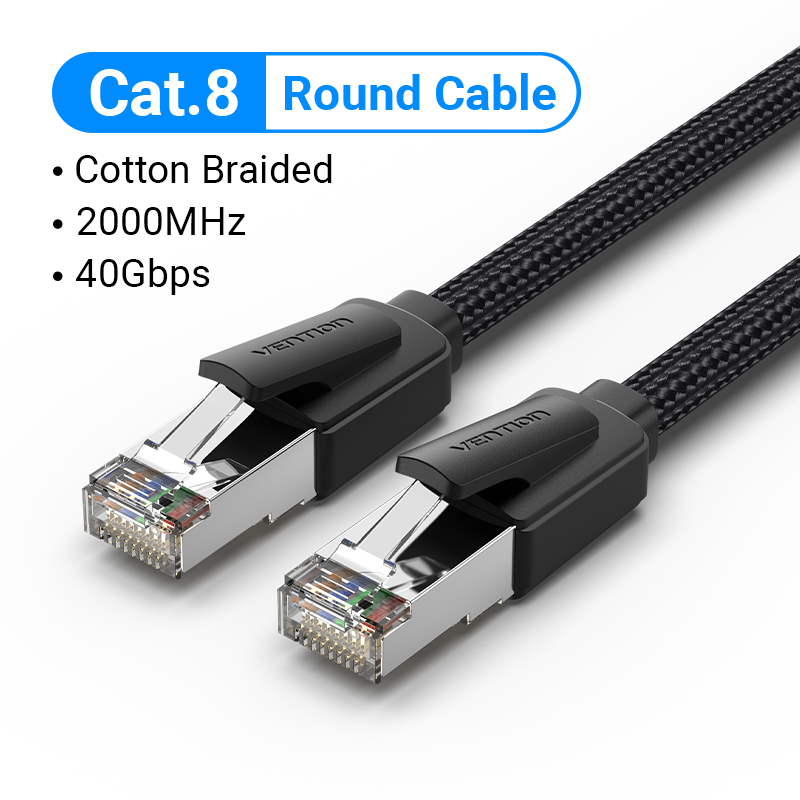 Vention cabo ethernet cat8 40gbps algodão trançado rede lan patch cord para pc modem portátil ps 5/4 roteador rj45 cabo ethernet: Cinza escuro / 25 m