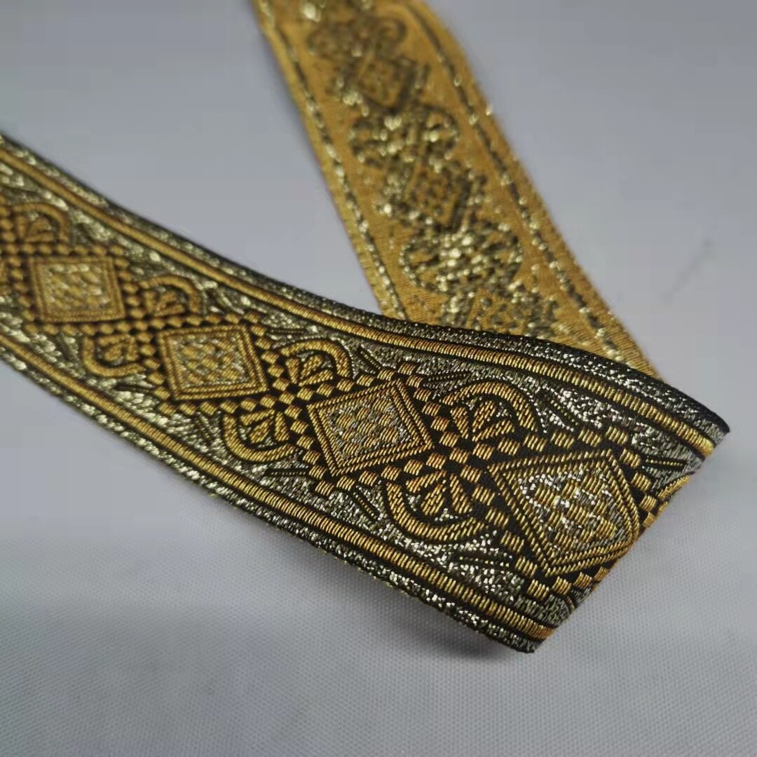 Big Jacquard Shimmer Woven Ribbon Stripe Ethnic Belt 9 Yards Dog Webbing DIY Trim