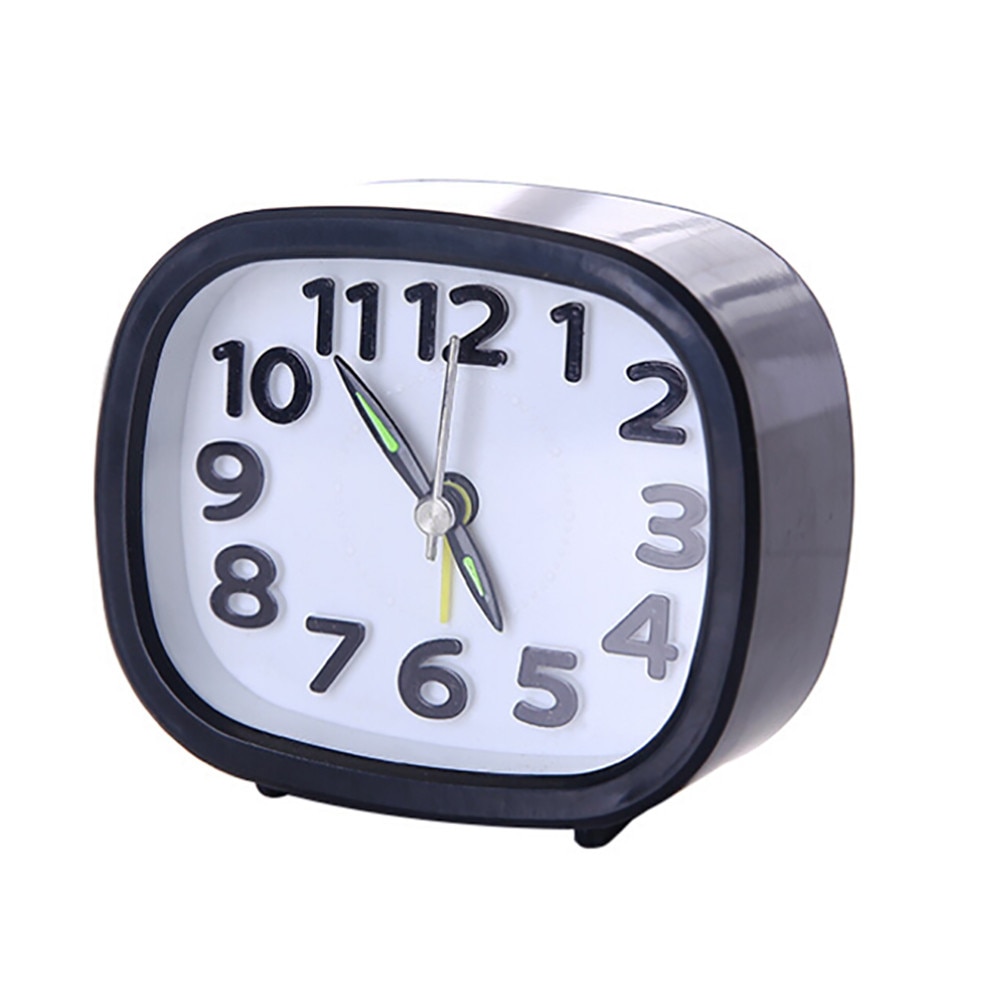 Mini Square Round Small Bed Alarm Clock Compact Travel Clock Portable Black &White Children Student Desk Watch Clock Home