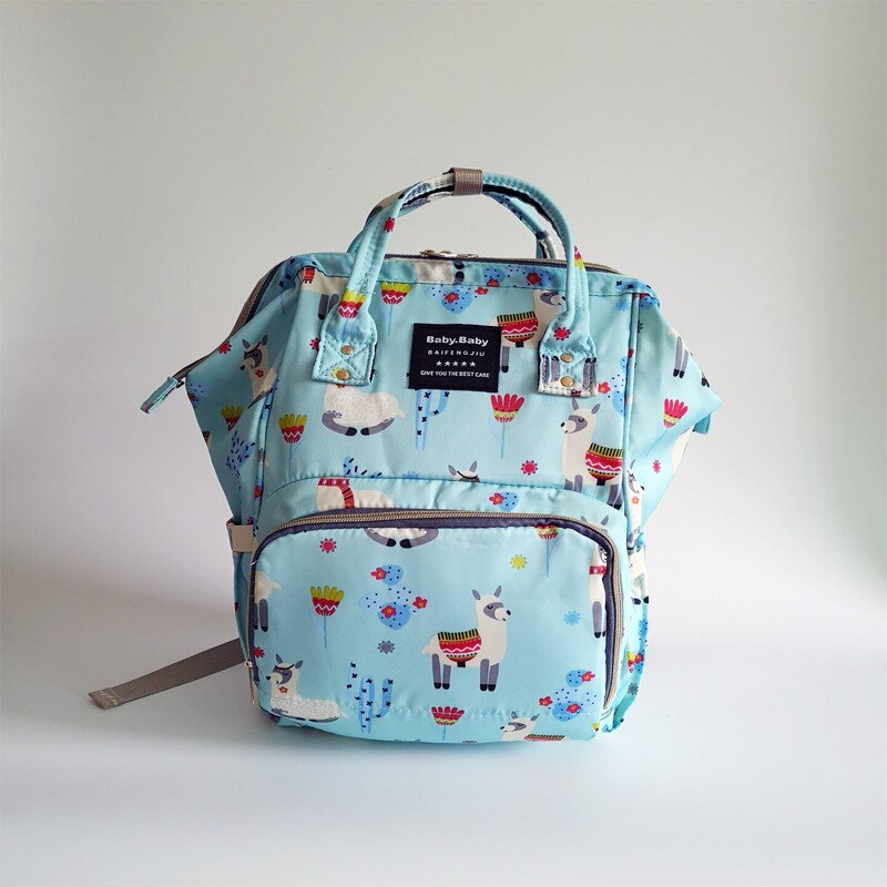 Stijl Gedrukt Multi-Functionele Mummie Zak Verpleging Mother 'S Zak Moederschap Pakket Verkoop Baoma Mode Rugzak: Alpaca Light Blue