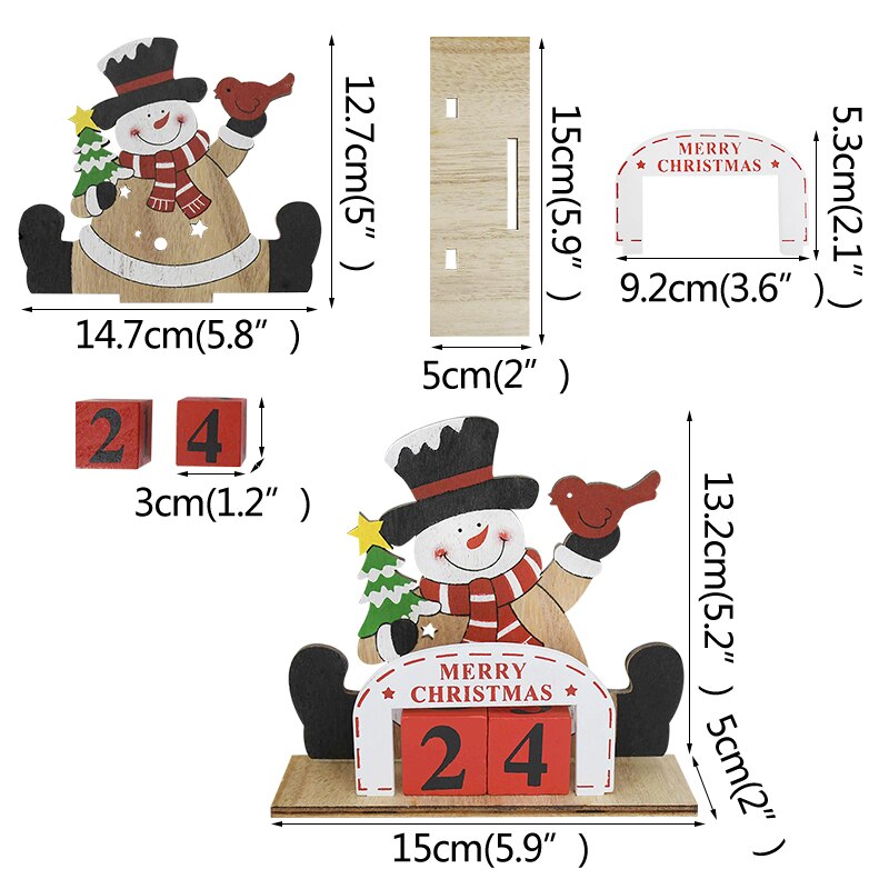 Glædelig jul snemandskalender julebordpynt til hjemmet noel år julemandsdukker nisseindretning