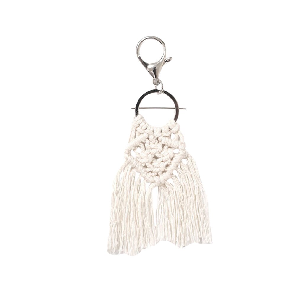 25# Artilady Hawaii Tassel Keychains For Women Boho Key Holder Keyring Macrame Bag Charm Jewelry For Friends: C
