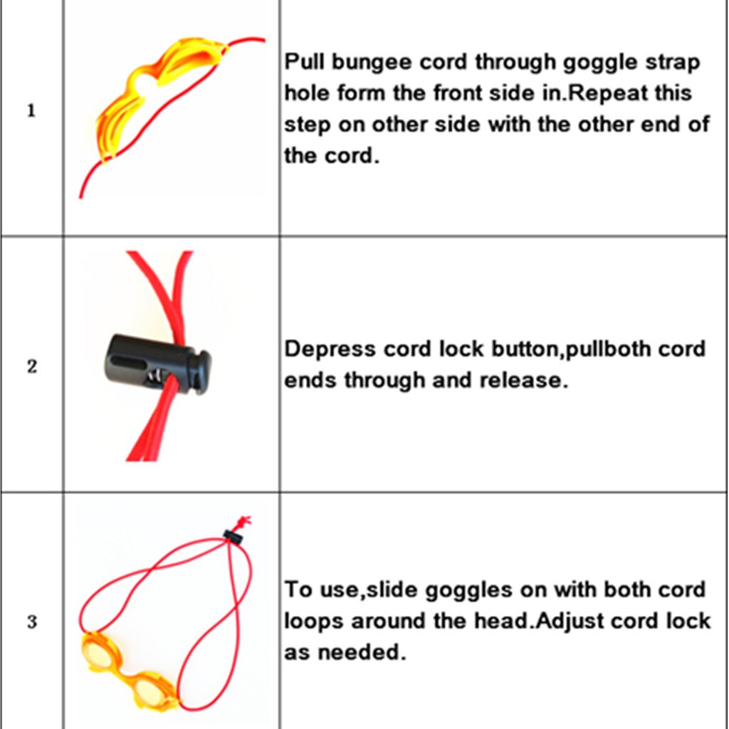 2 Pieces Strong Rubber Universal Swimming Goggles Swim Glasses/Dive Mask Elastic Strap &amp; Cord Lock Stopper