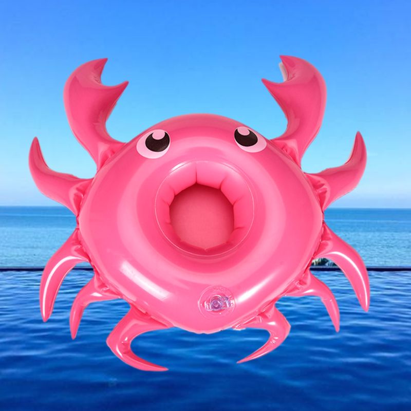 Kids Children Beach Water Toy Crab Cup Holder Drink Bottle Phone Seat Floating Inflatable Coaster R7RB