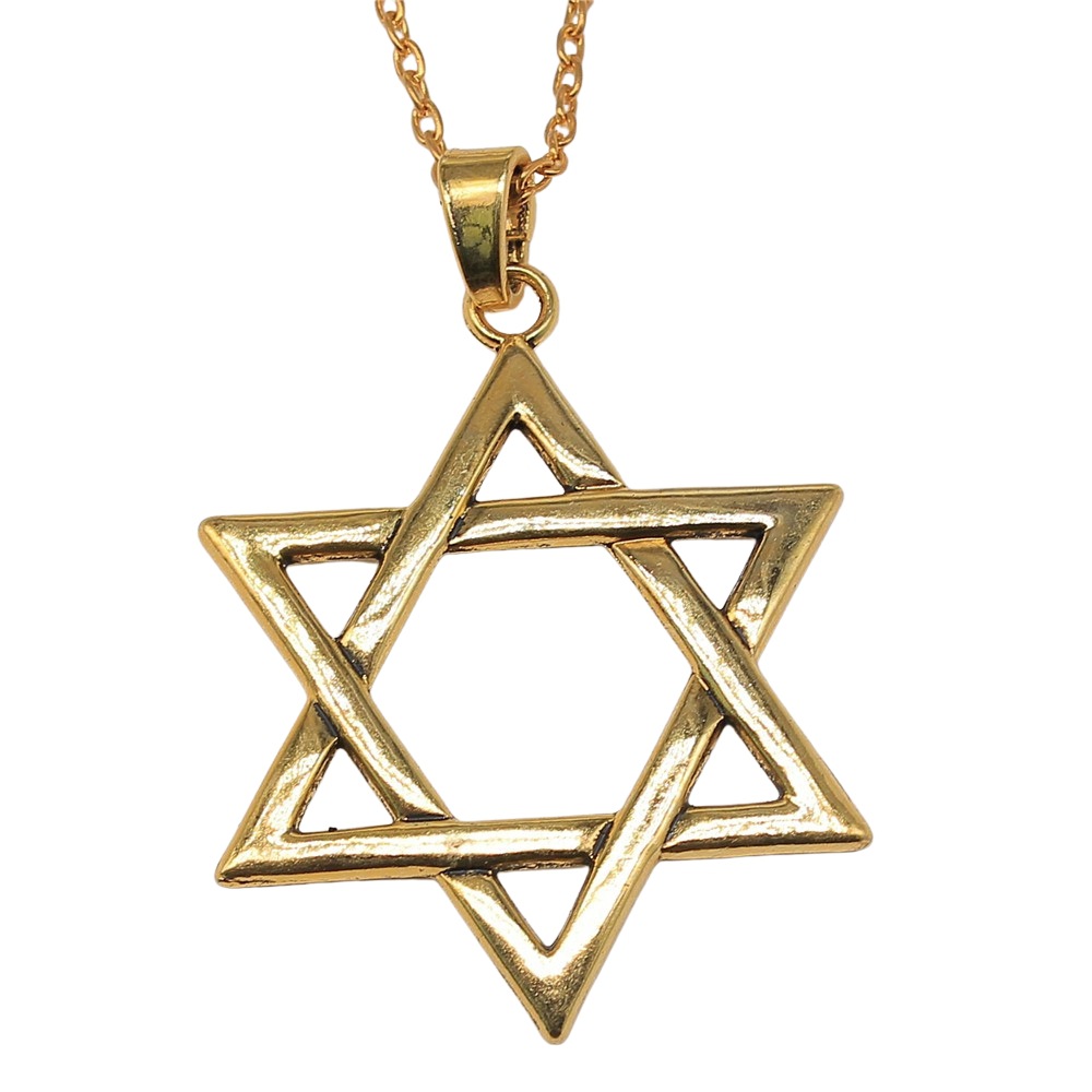 Collar con colgante de estrella grande de David para hombre y mujer, cadena larga de hip hop Punk, accesorios de joyería, 75x59mm, 3 colores