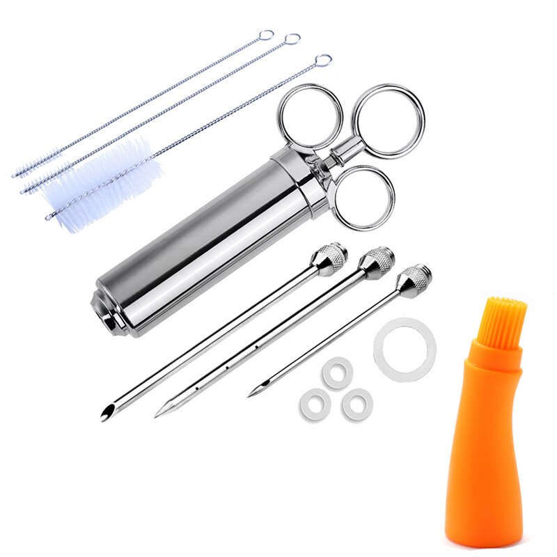Bbq Olie Fles Borstel-Injector Spuit, marinade Flavour Injector Vlees Kruiden Injectoren Bbq Kit Keuken Gereedschap Met 3 Naalden: 5