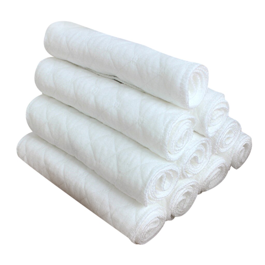 10Pcs Breathable Reusable Cloth Diaper Nappy Liners Pads 3 Layers Cotton