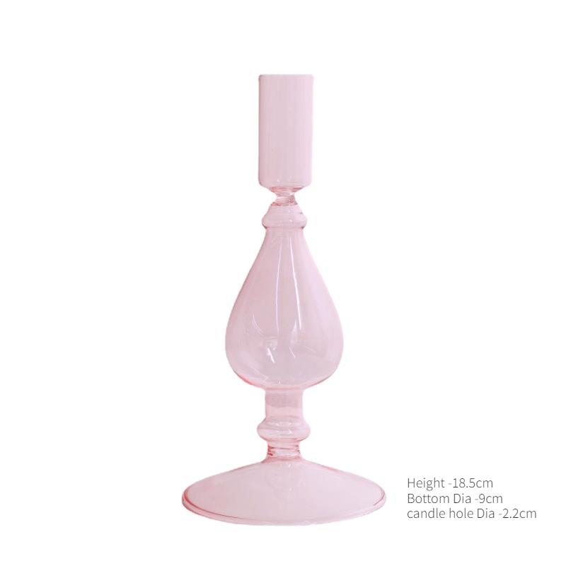1pc Pink Glass Candle Holder Taper Candles Candlesticks Holder Wedding Table Centerpieces Nordic Home Decoration Vases: light green
