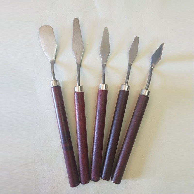 Juego de espátulas profesionales de acero inoxidable, juego de 5 unidades, paleta de cuchillos para pintar al óleo, herramienta de pintura de Arte Fino, juego de cuchillas flexibles
