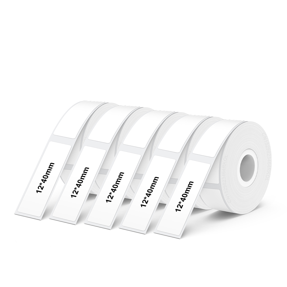 Inkless Label Printer P12 Portable Mini Printer Bluetooth Wireless Thermal Printer Auto Cut Labeling Machine or 5PK Label Rolls: Gold
