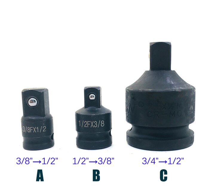 3pcs Impact Socket Wrench Sleeve Adapter Adaptor and Reducer Converter Set for Impact Driver Conversions 3/8" 1/2" to 3/4" Inch: 3 Pieces