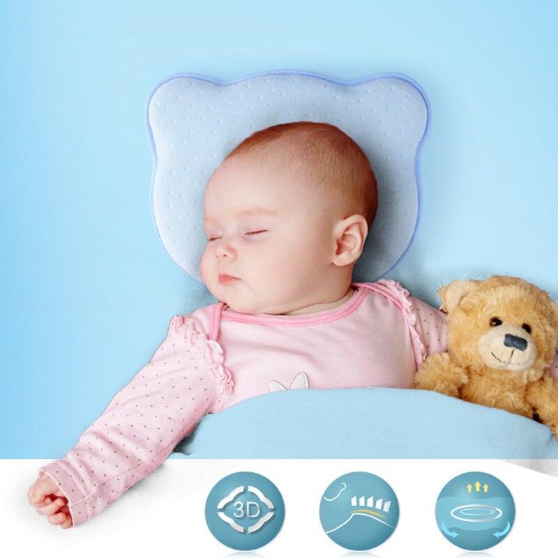 Oreillers ergonomiques en mousse à mémoire de forme pour bébé, respirables, pour empêcher la tête plate des -nés de 0 à 12M