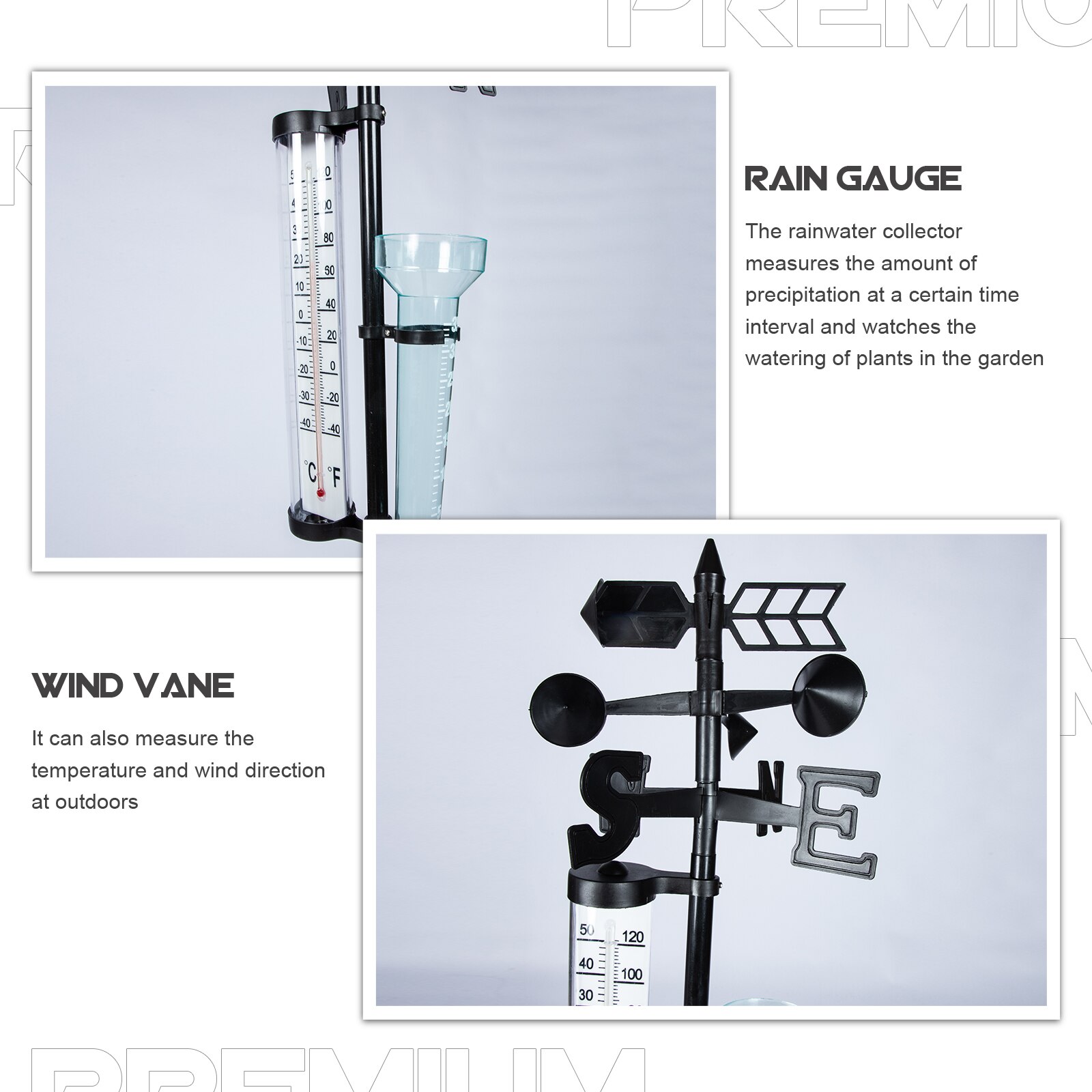 3-In-1 Tuin Regen Gauge Outdoor Neerslag Gauge Wind Indicator