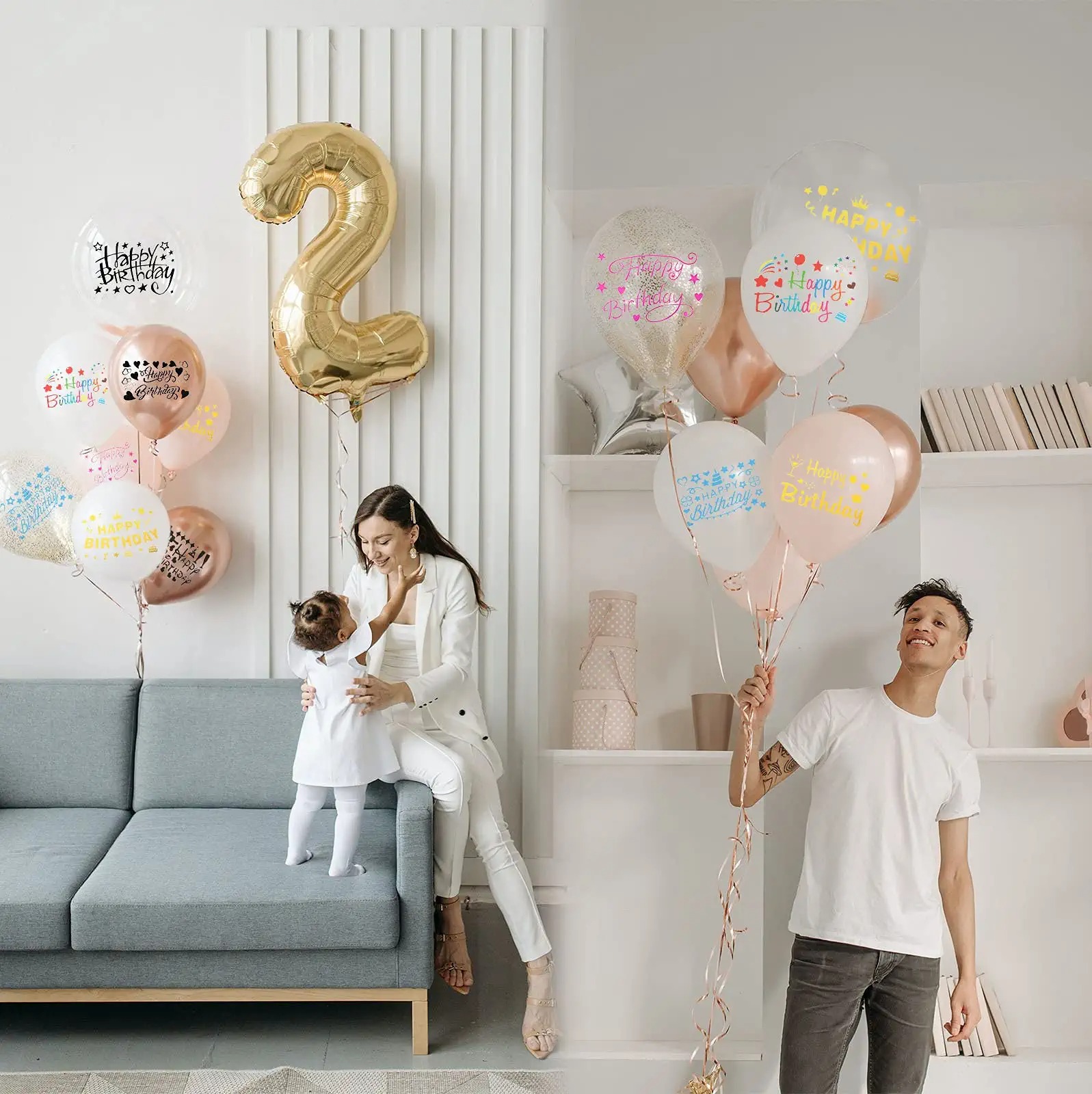6pcs 27x20cm Balloon Stickers Happy Birthday Party Decorations For Kids Happy birthdays Bubble Ball Bobo Ballons DIY Stickers