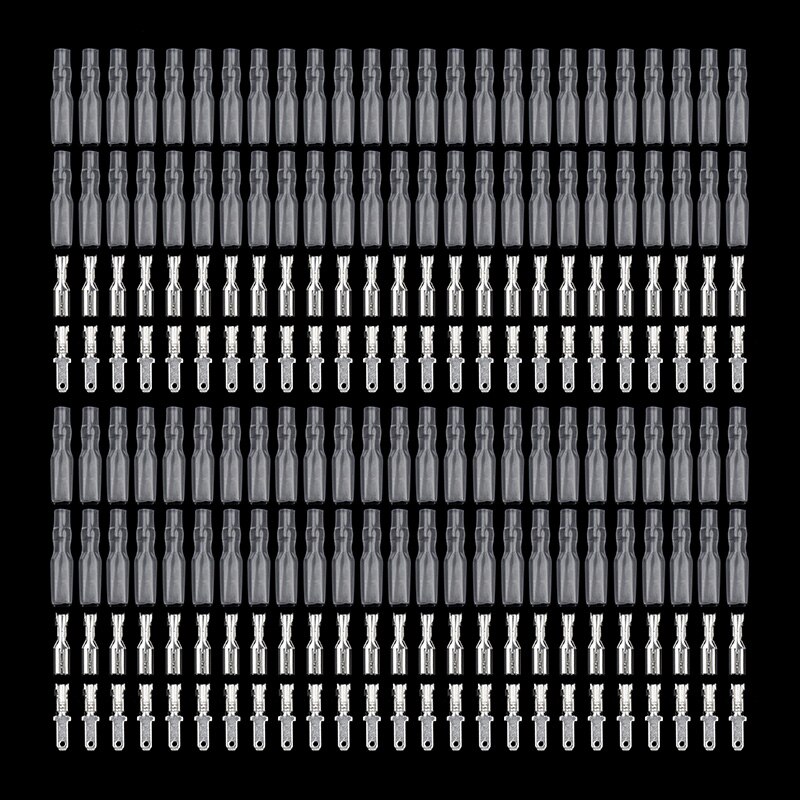200Pcs 4.8Mm Wire Connectors Crimp Terminals Crimp Female/Male Spade Terminals with Transparent Insulating Sleeves