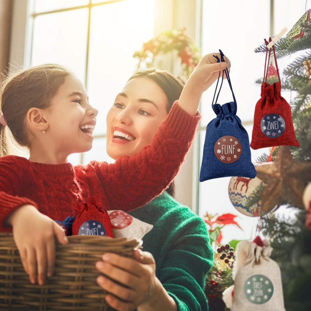 Weihnachts Adventskalender Stoff Organizer | Baum Design Mit Taschen | Countdown Bis Weihnachten