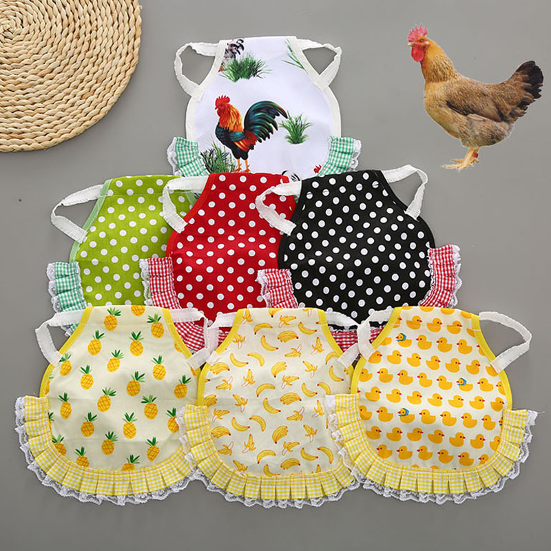 Chicken Saddle Hens Apron with Elastic Adjustable Straps Cartoon Fruit Ruffled Duck Jacket Poultry Wing Back Feather Protector