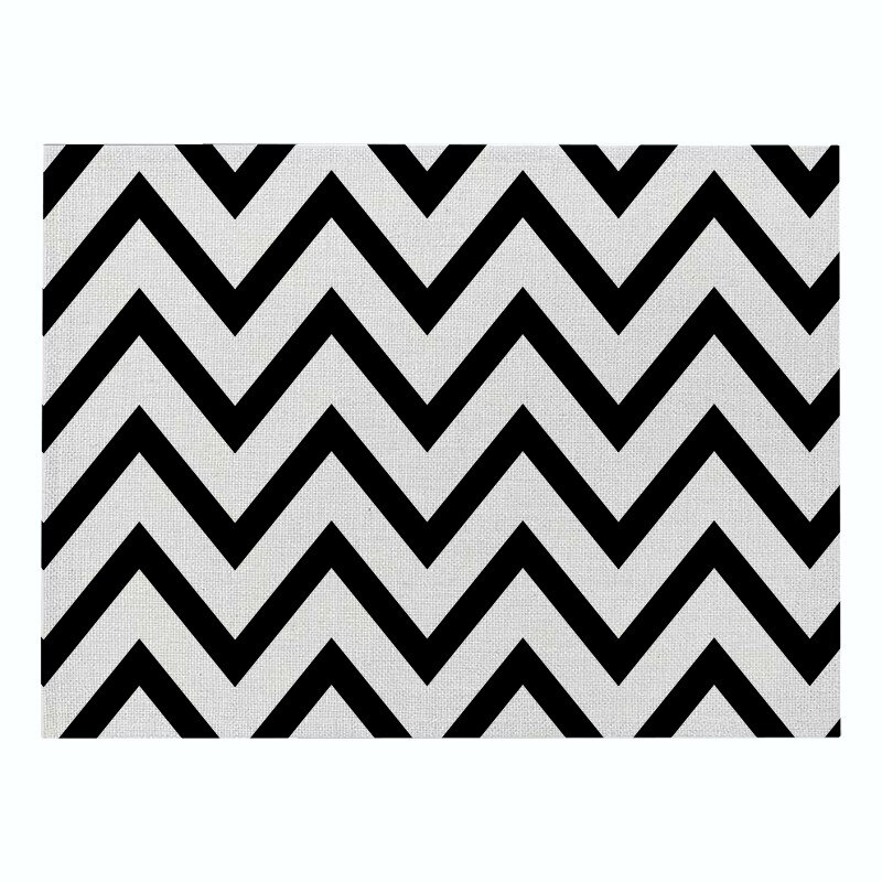 Schwarz Weiß Plaid Geschirr setzt Baumwolle-leinen Matten Küche Tisch Tuch matt Hause Dekorative Untersetzer Esstisch Pad: 86 / ca 210X320MM