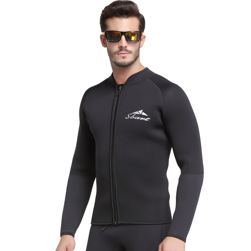 Mannen Wetsuit Jassen 3Mm Neopreen Lange Mouwen Jumpsuit Scuba Dive Nat Pak Top Winter Zwemmen Warm Surf Upstream