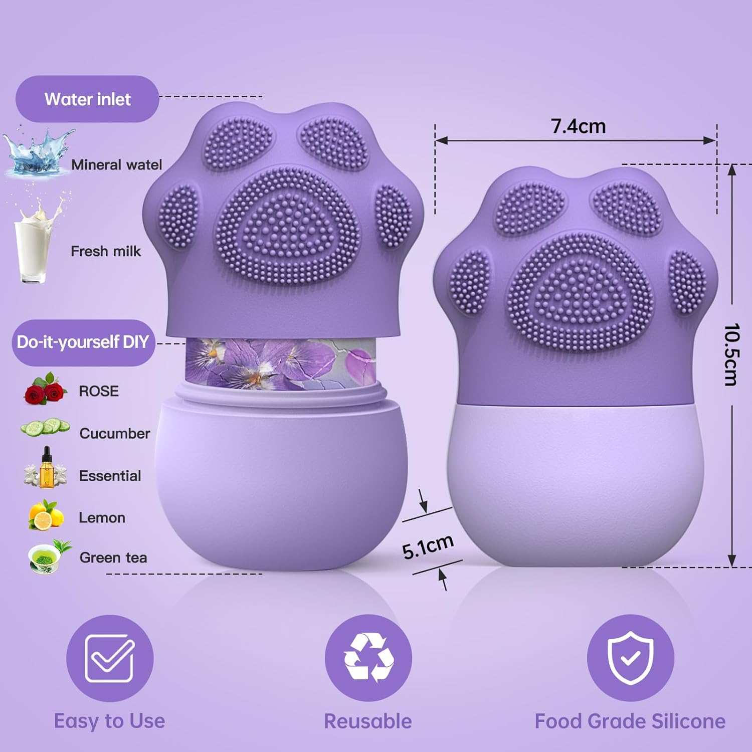 Rolo de gelo facial para cuidados com a pele - reduz o inchaço dos olhos e massagem facial - Ferramenta de beleza de silicone para mulheres